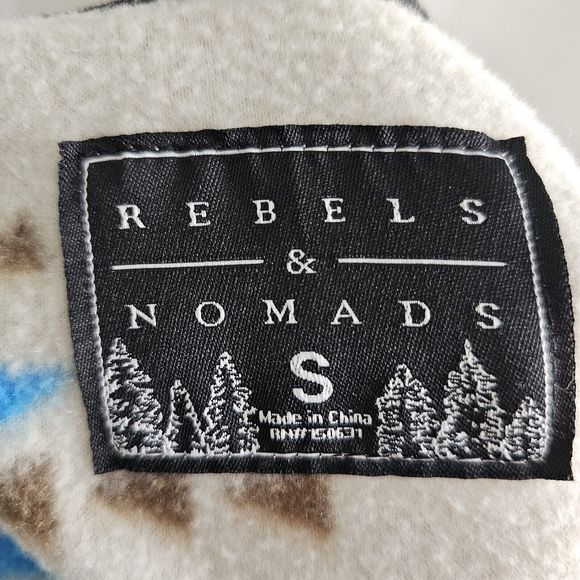 Men's Fleece Southwest Aztec Rebels & Nomads  Hooded Pullover 3/4 zip Size Small - Picture 2 of 10